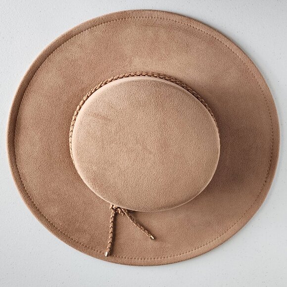 TIME AND TRU Boater Hat with Rope Trim in Tan Brown | Wide Brimmed Hat - Picture 7 of 10